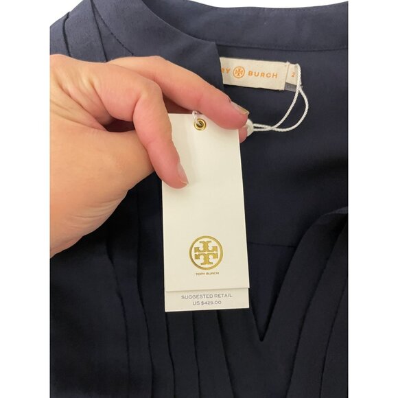 Tory Burch Womens Sheath Pencil Dress Size 2 Navy Blue Long Sleeve NWT $425 - Picture 7 of 15
